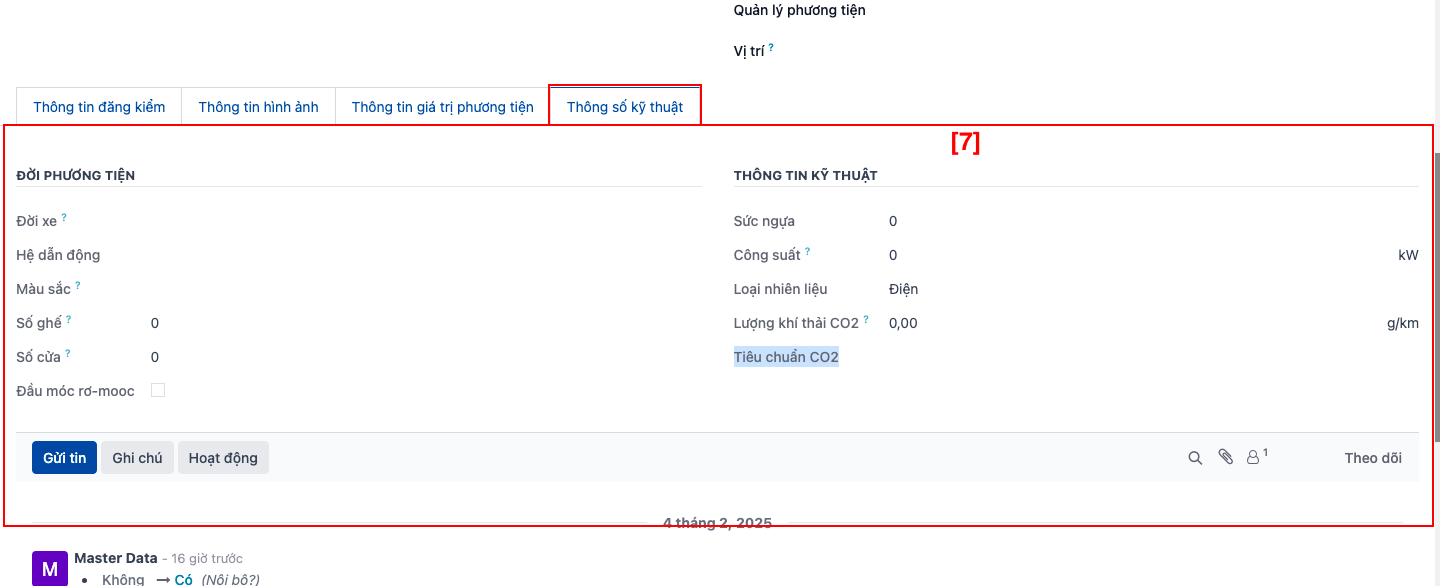 Form thông số kỹ thuật