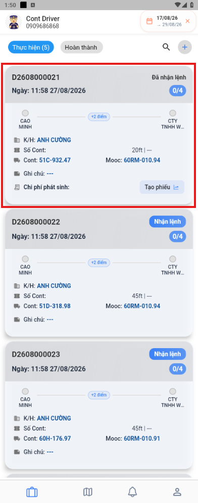 Mở chi tiết lệnh điều động