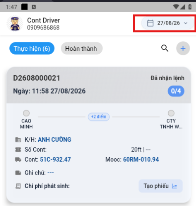 Mở bộ chọn lịch sử lệnh