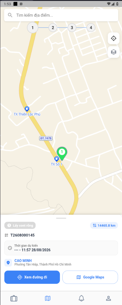 Task locations on the map