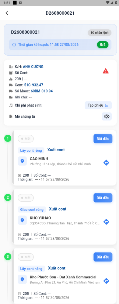 Task list within a dispatch order