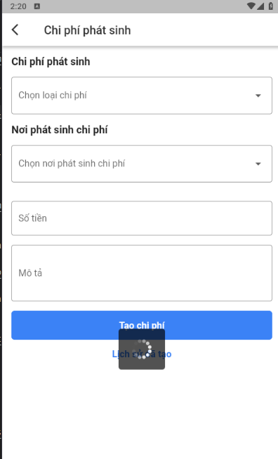 Expense entry screen