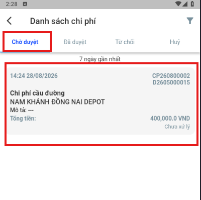 Expense statuses