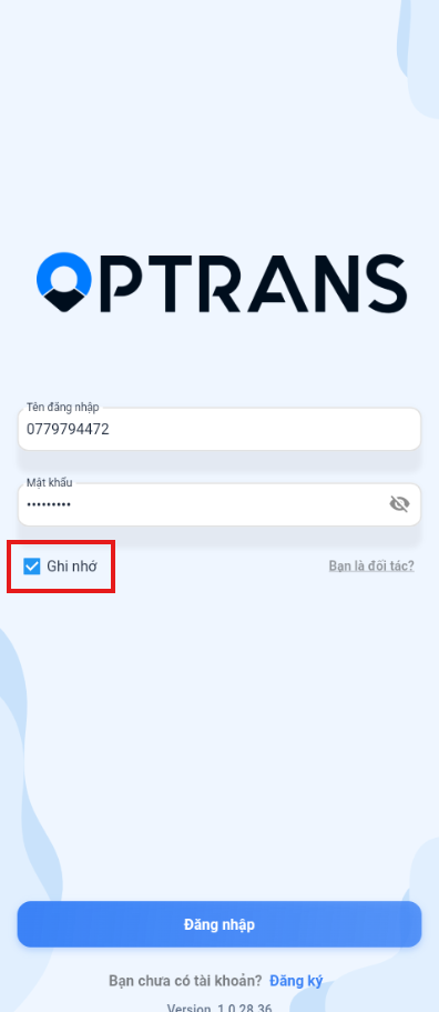 Sign-in screen for subsequent sessions