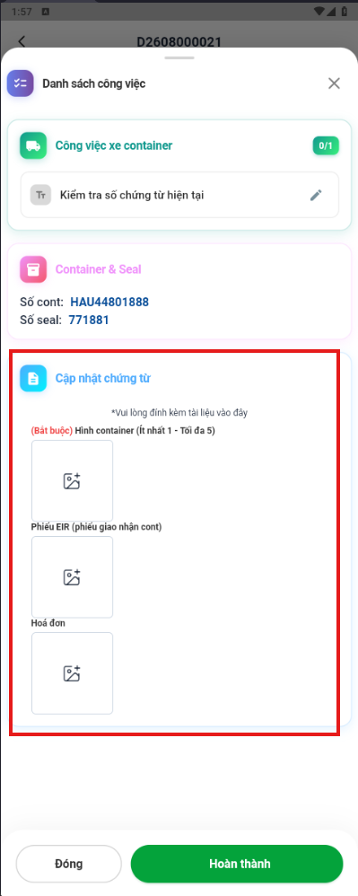 Choosing the image or document type