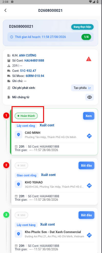 Công việc đã hoàn thành