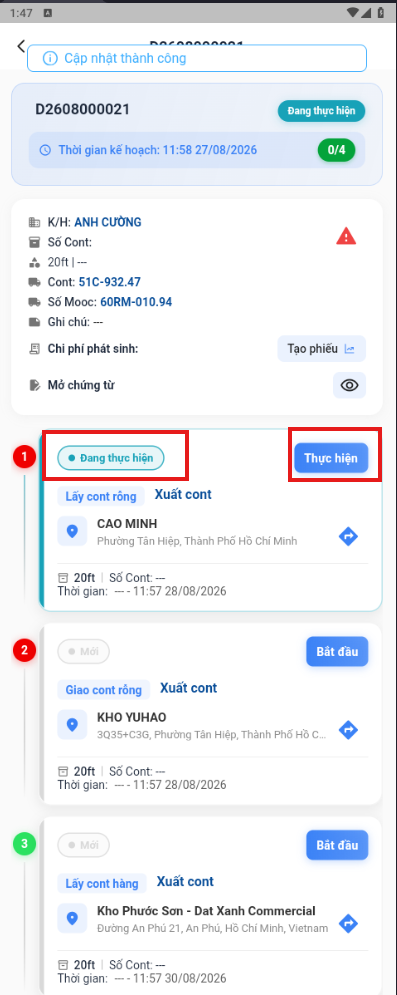 Công việc đang thực hiện