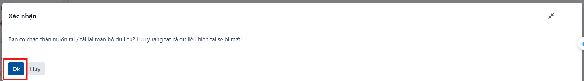Confirmation dialog for loading waybill charge data